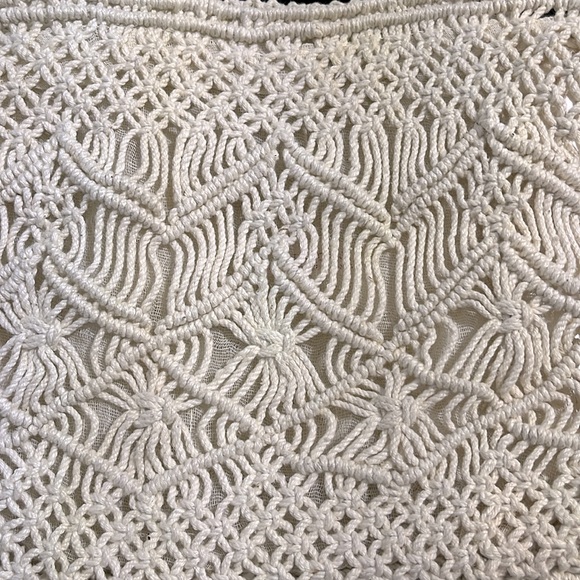 Cottage Product Vintage Handmade from Philippines, Cream Macramé Tote Bag - Picture 2 of 5